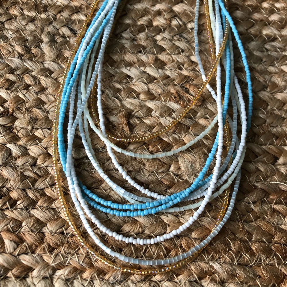 Beautiful beaded multi strand round necklace